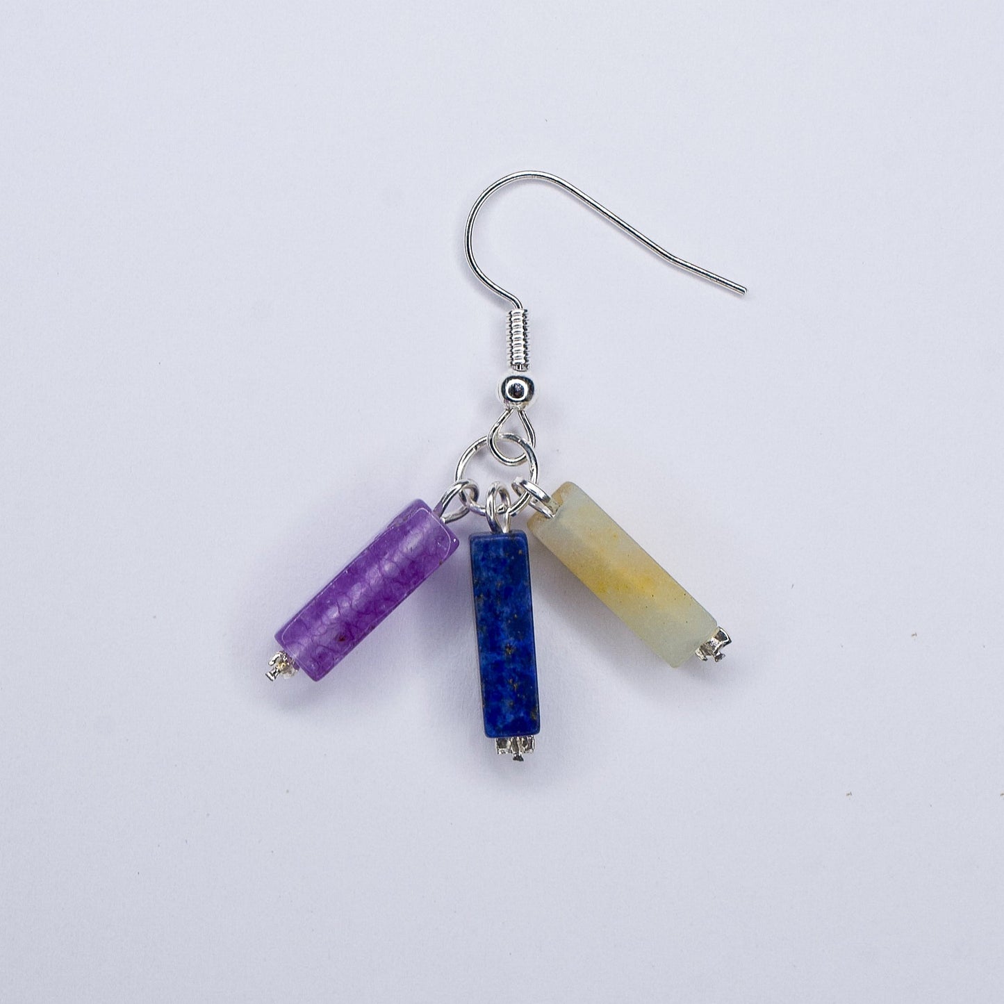 BOUCLES D'OREILLES INKA - AMAZONITE, LAPIS LAZULI & AMETHYSTE