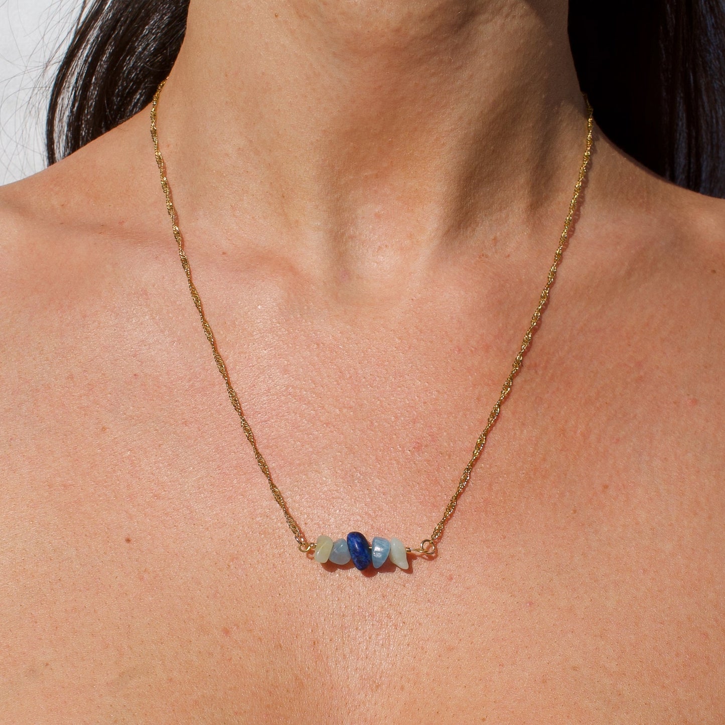 COLLIER KIDA - AMAZONITE, AIGUE MARINE ET LAPIS AMETHYSTE