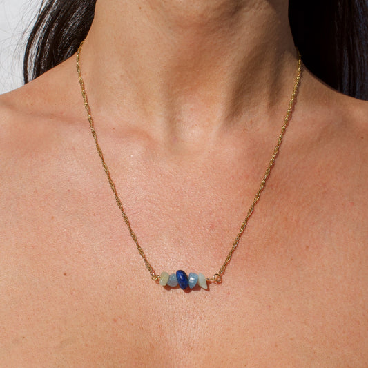 COLLIER KIDA - AMAZONITE, AIGUE MARINE ET LAPIS AMETHYSTE