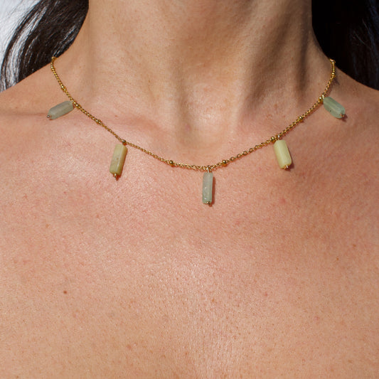 COLLIER AVA - AVENTURINE & QUARTZ