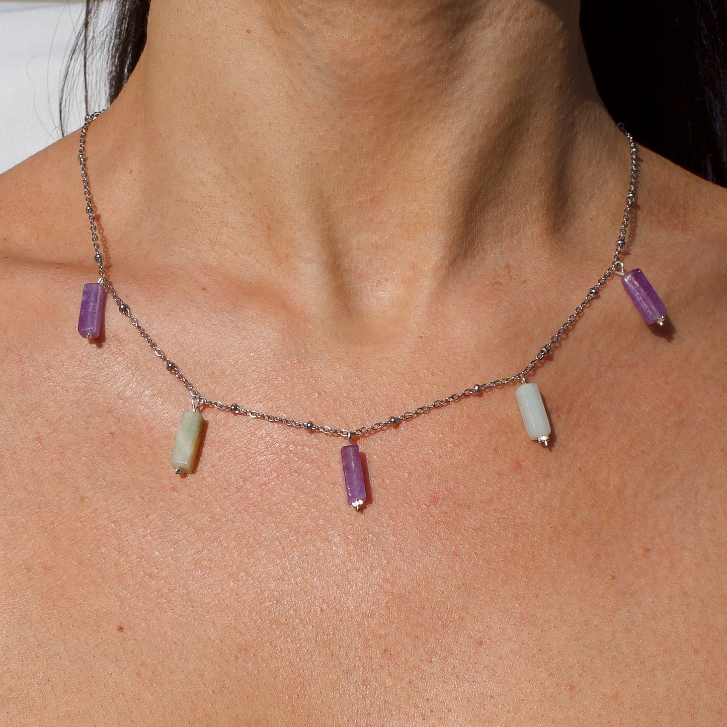 COLLIER AVA - AMETHYSTE & AMAZONITE