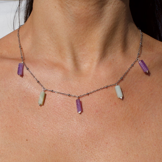 COLLIER AVA - AMETHYSTE & AMAZONITE