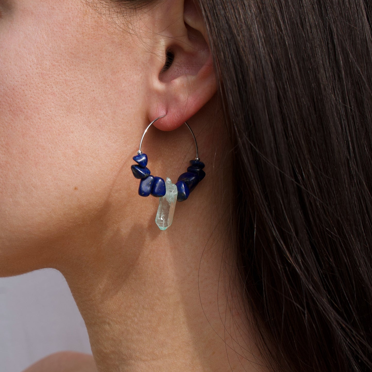 BOUCLES D'OREILLES TALISMAN - LAPIS LAZULI & QUARTZ