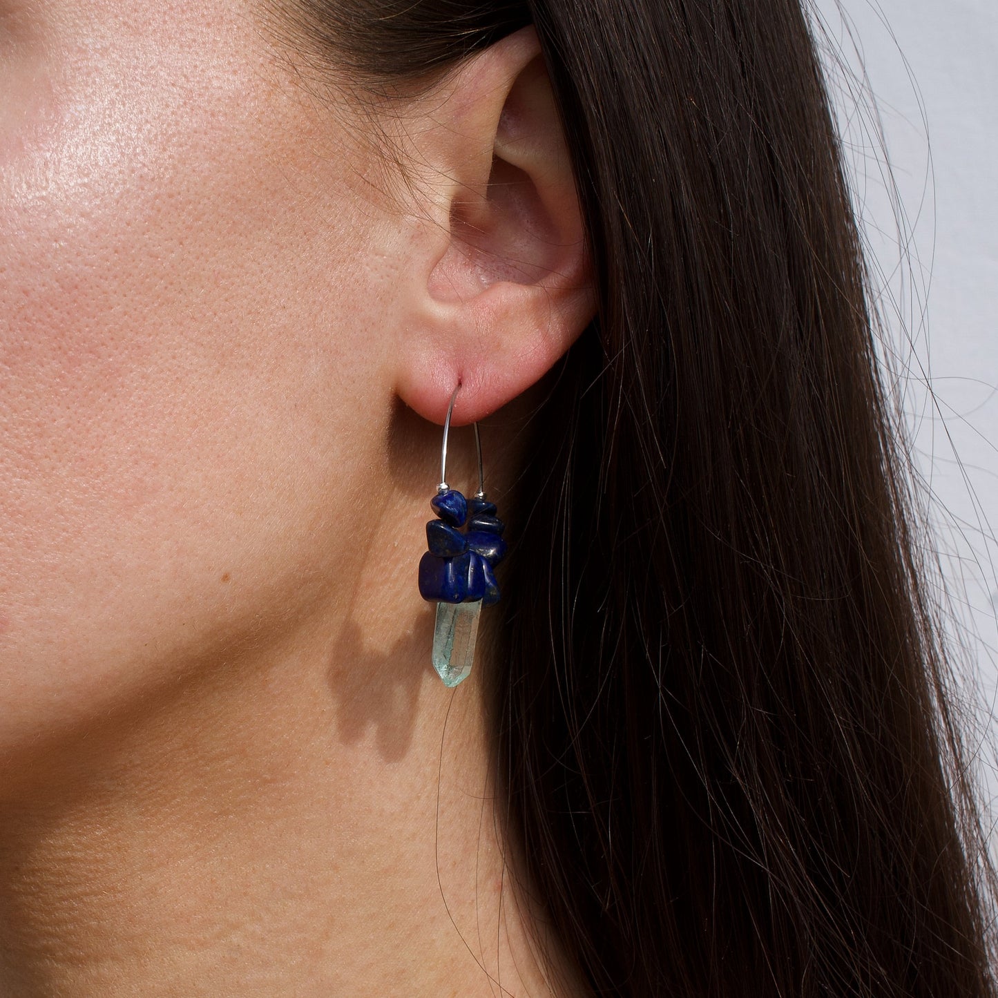 BOUCLES D'OREILLES TALISMAN - LAPIS LAZULI & QUARTZ