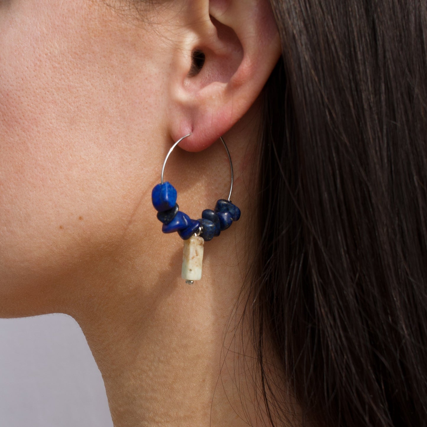 BOUCLES D'OREILLES SIA - LAPIS LAZULI & AMAZONITE