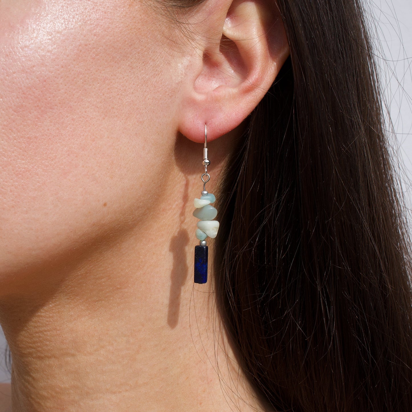 BOUCLES D'OREILLES ORA - AMAZONITE & LAPIS LAZULI