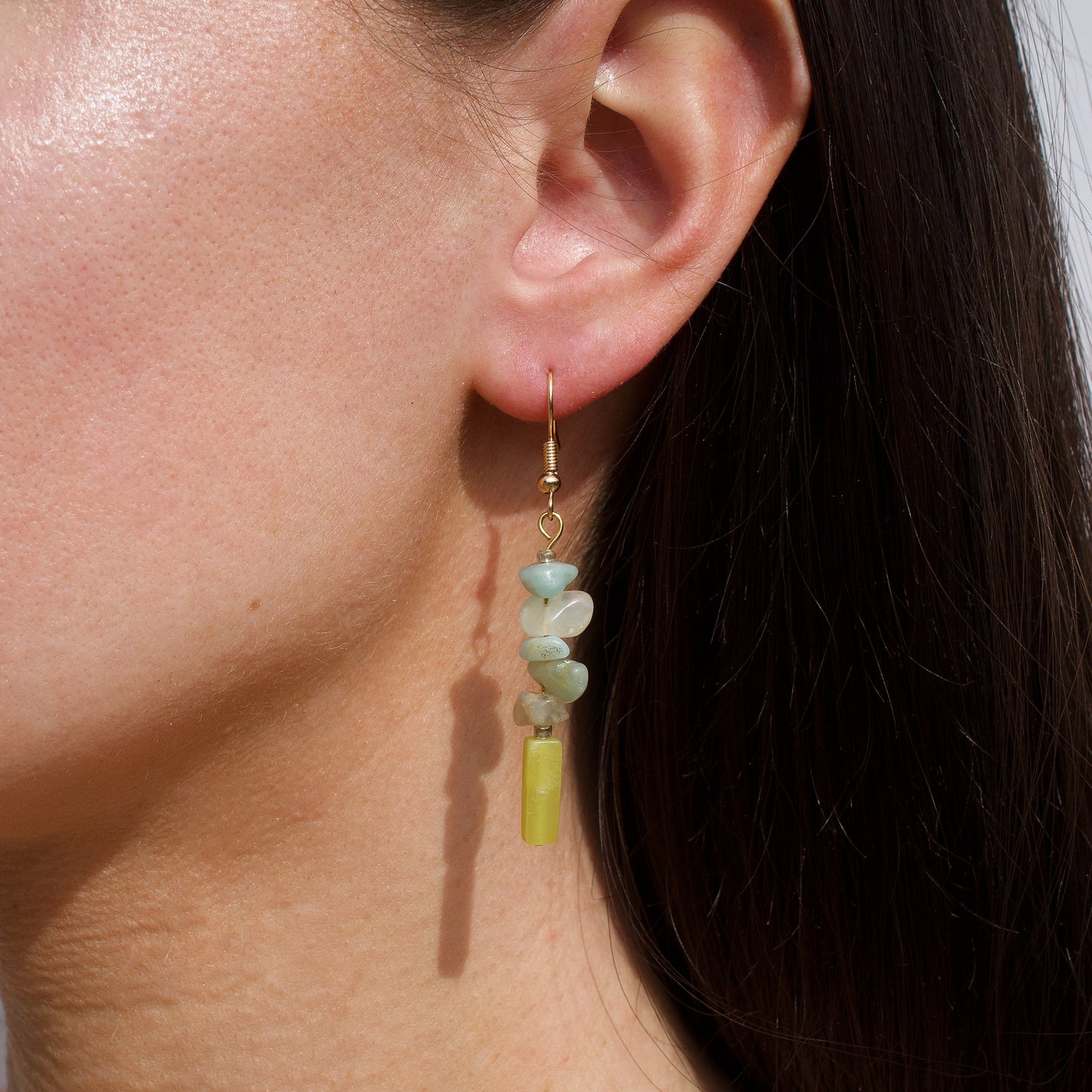 BOUCLES D'OREILLES ORA - AMAZONITE & QUARTZ