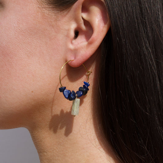 BOUCLES D'OREILLES SIA - LAPIS LAZULI & AMAZONITE