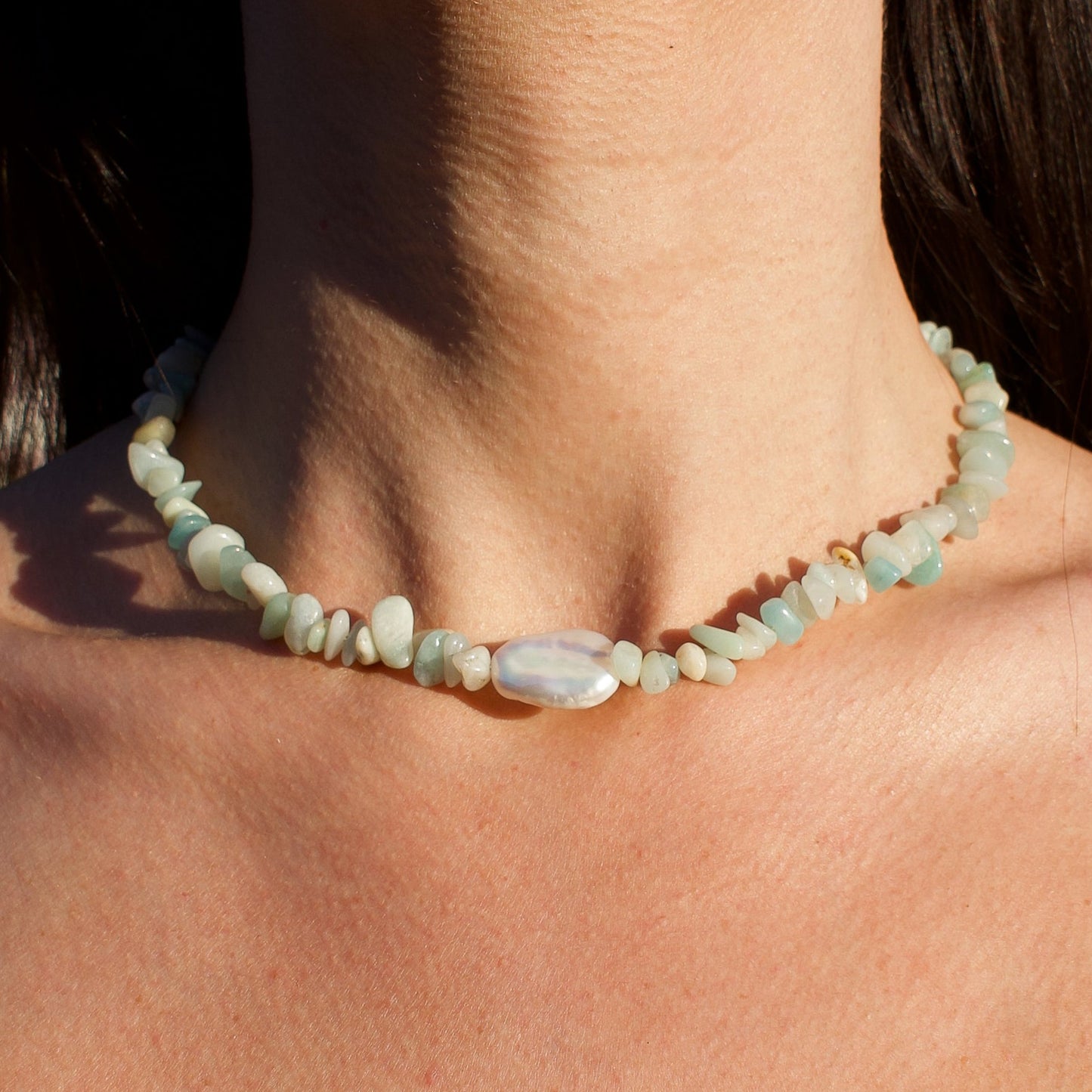 Collier Coral - Amazonite et Nacre d'eau douce