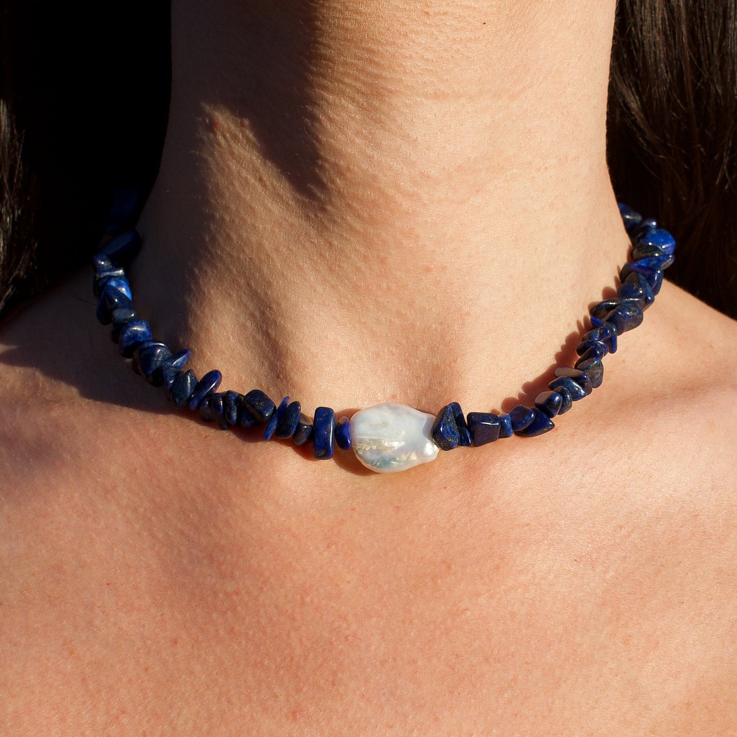 Collier Coral - Lapis Lazuli et Nacre d'eau douce