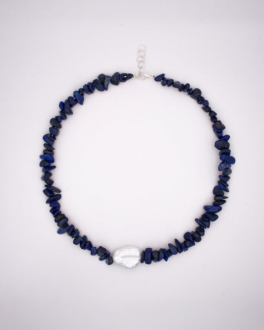 Collier Coral - Lapis Lazuli et Nacre d'eau douce