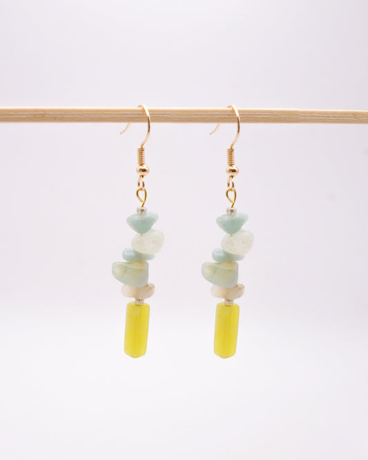 BOUCLES D'OREILLES ORA - AMAZONITE & QUARTZ