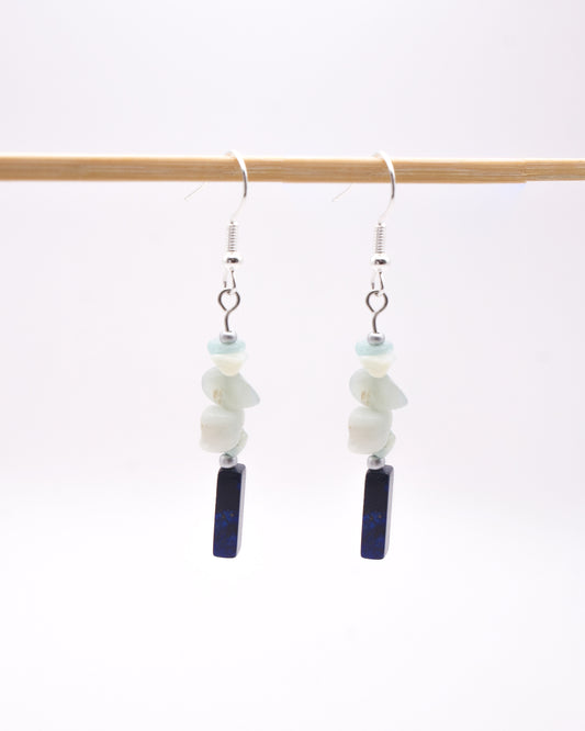 BOUCLES D'OREILLES ORA - AMAZONITE & LAPIS LAZULI