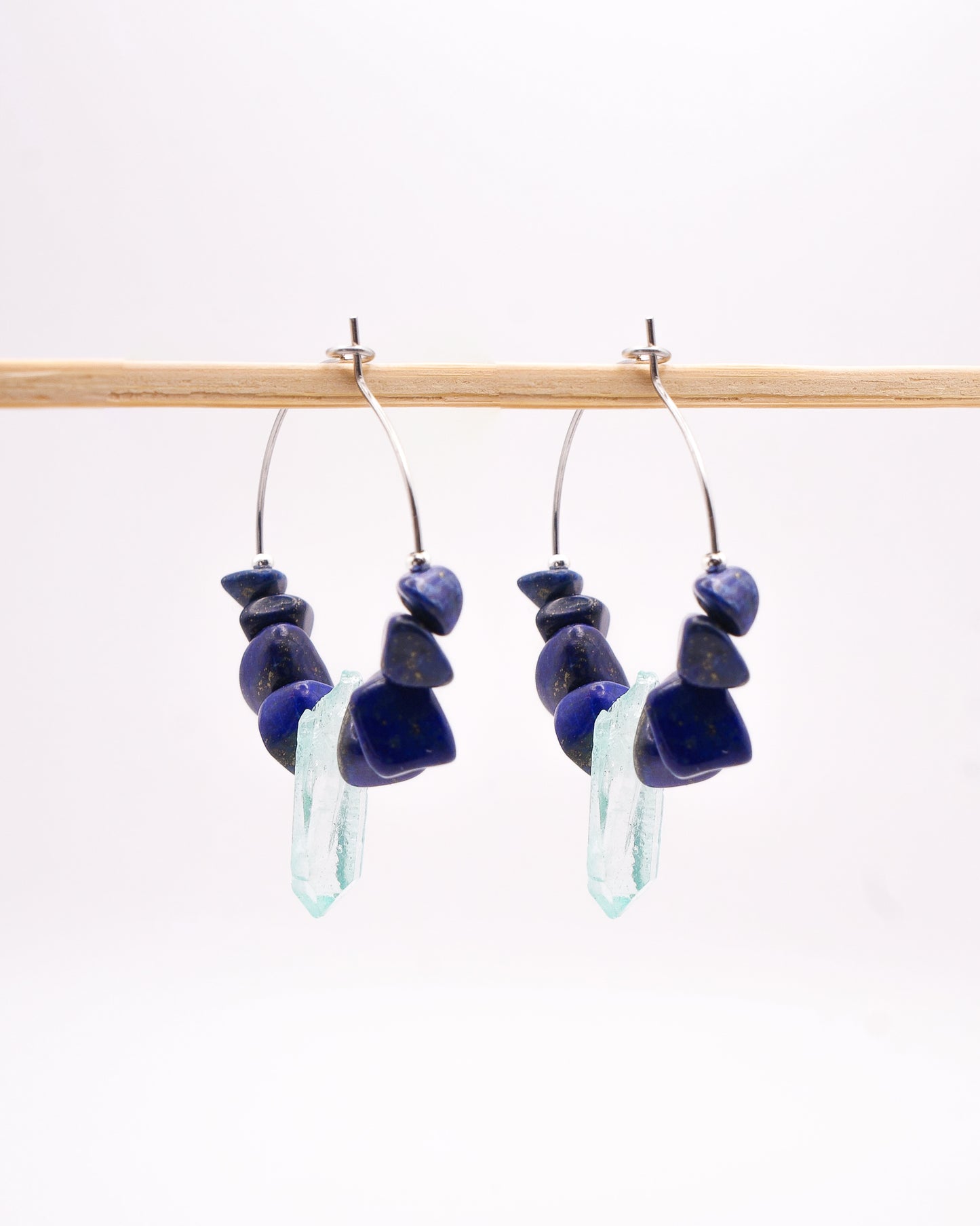 BOUCLES D'OREILLES TALISMAN - LAPIS LAZULI & QUARTZ